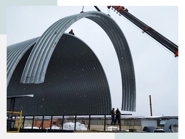 Полукруглые ангары в Серпухове